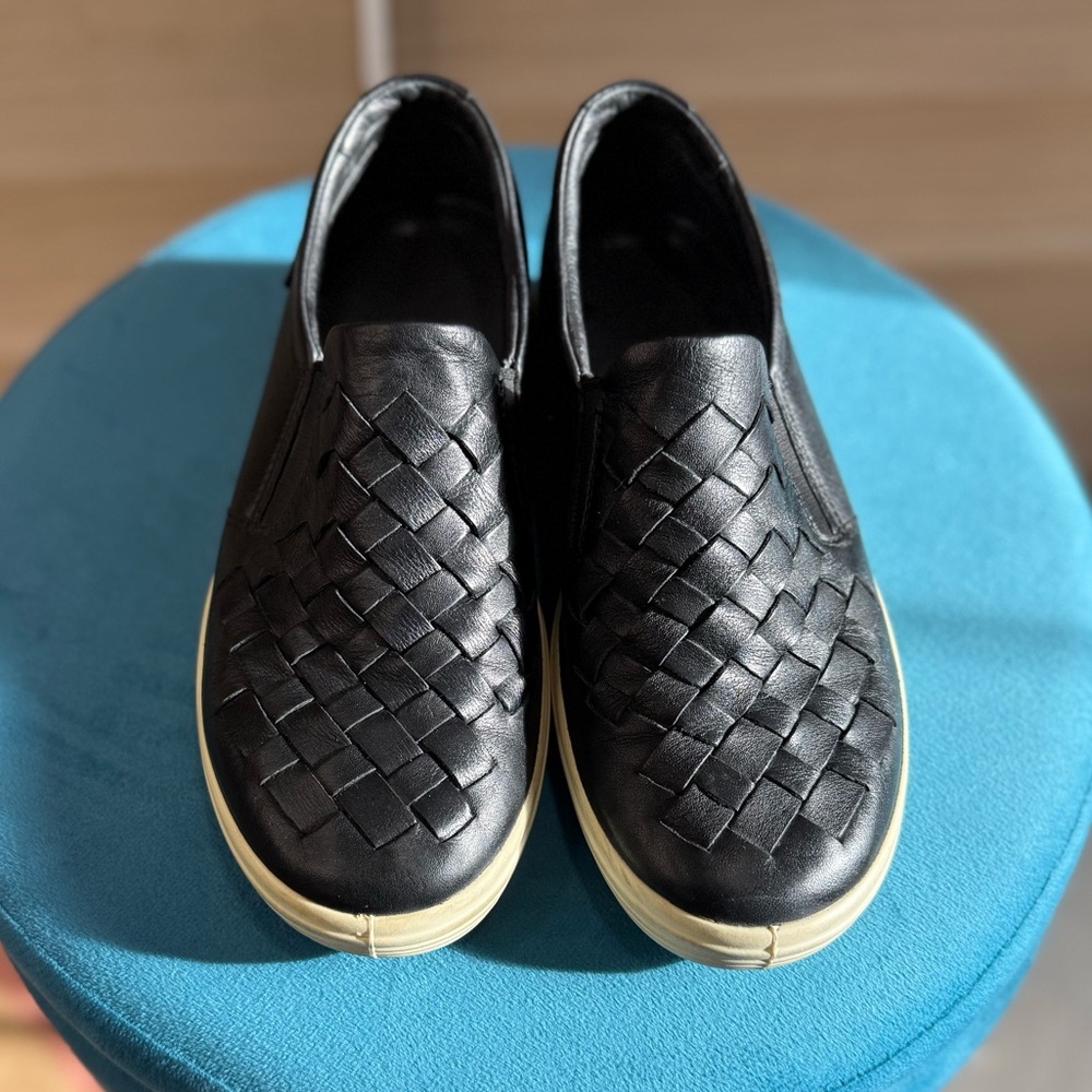 Ecco Black Woven Slip-On Sneakers